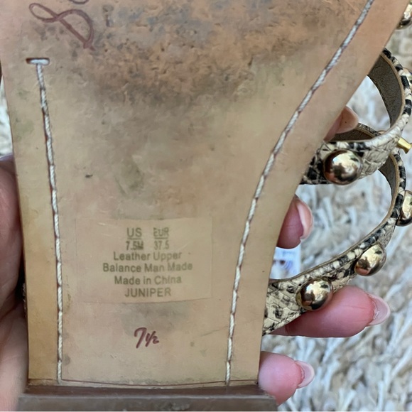 Sam Edelman Beige Leather Snake Print Heeled Slides Sandals Women’s size 7.5 EUC - Picture 11 of 11